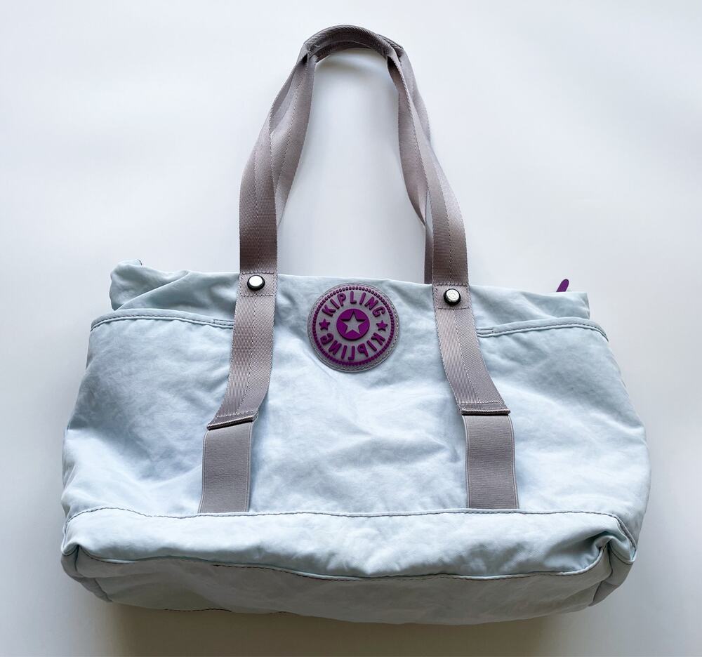 Kipling Light Blue Nylon Tote Bag